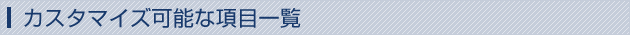 カスタマイズ可能な項目一覧